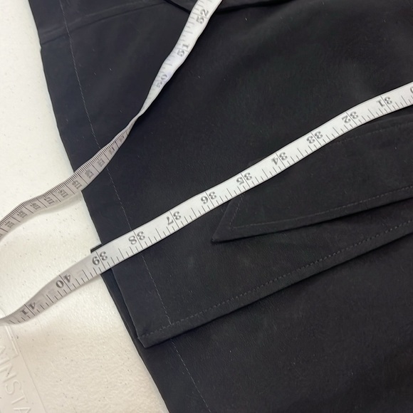 Guess Trench Coat Black Double Breasted Belted Polyester EUC S claz L - Picture 8 of 15